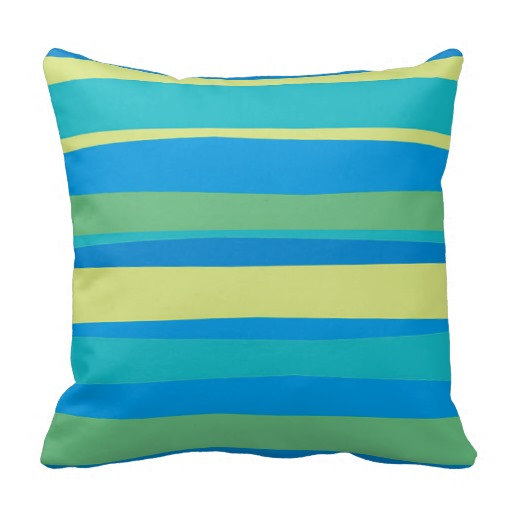 Navy Blue,lemon Yellow,green,mint And Turquoise Throw Pillow,irregular  Geometric Stripes Printed Pil on Luulla